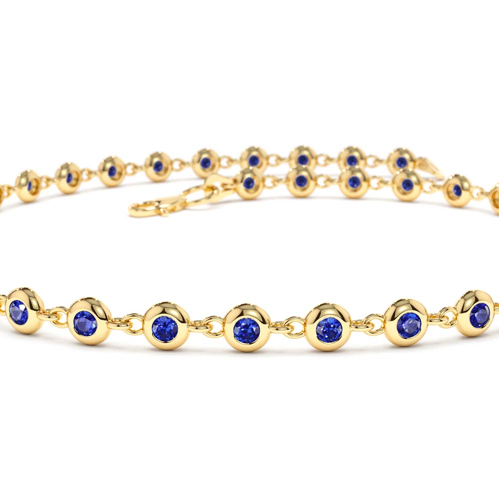 14K Bezel Set Sapphire Tennis Bracelet - view 4