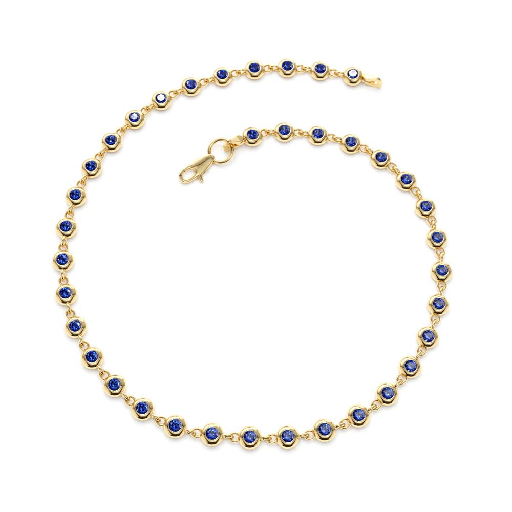 14K Bezel Set Sapphire Tennis Bracelet - view 5