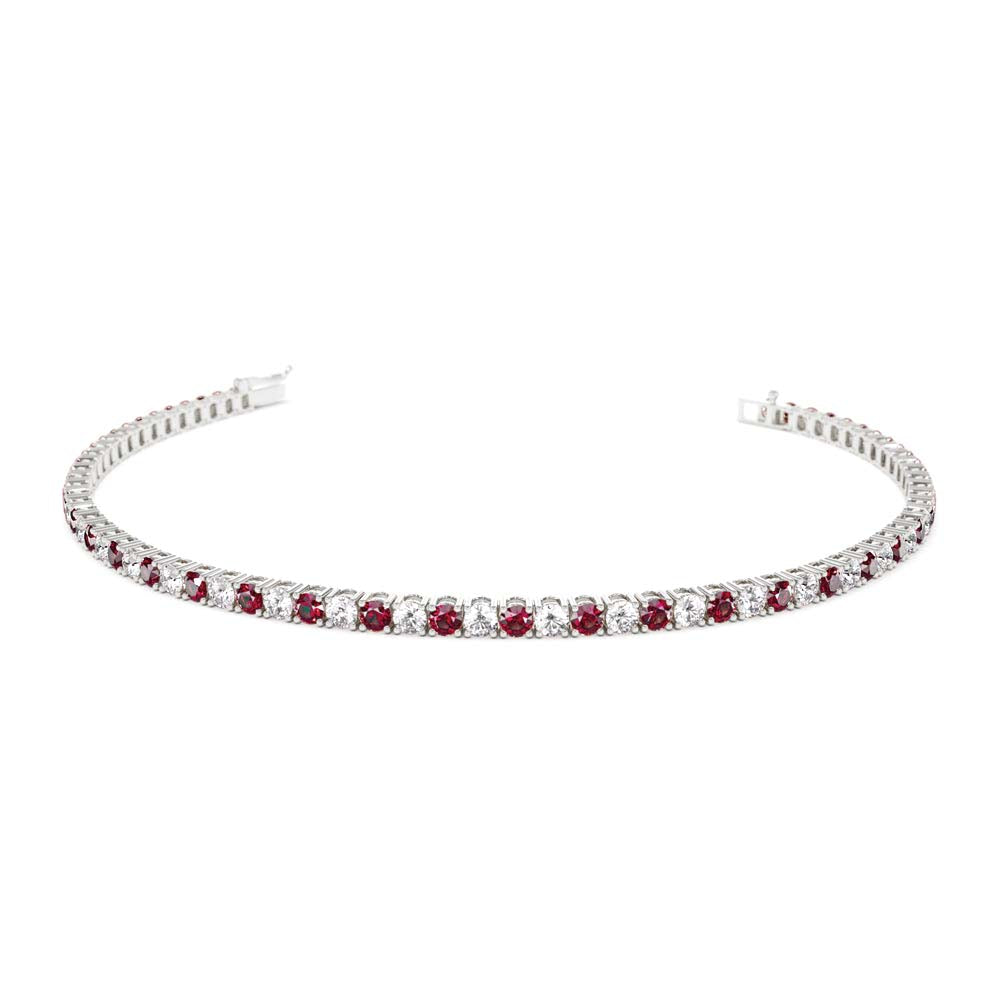 14K Prong Setting Diamond and Ruby Tennis Bracelet - view 3