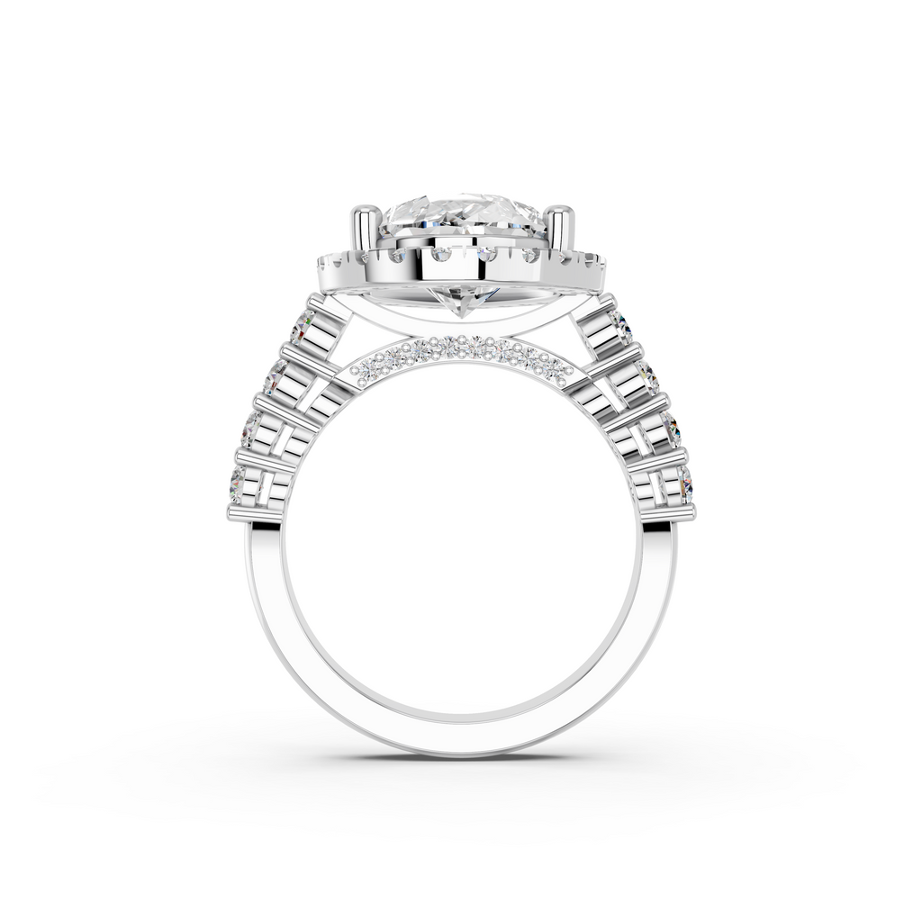 Celestia Pear Halo Ring