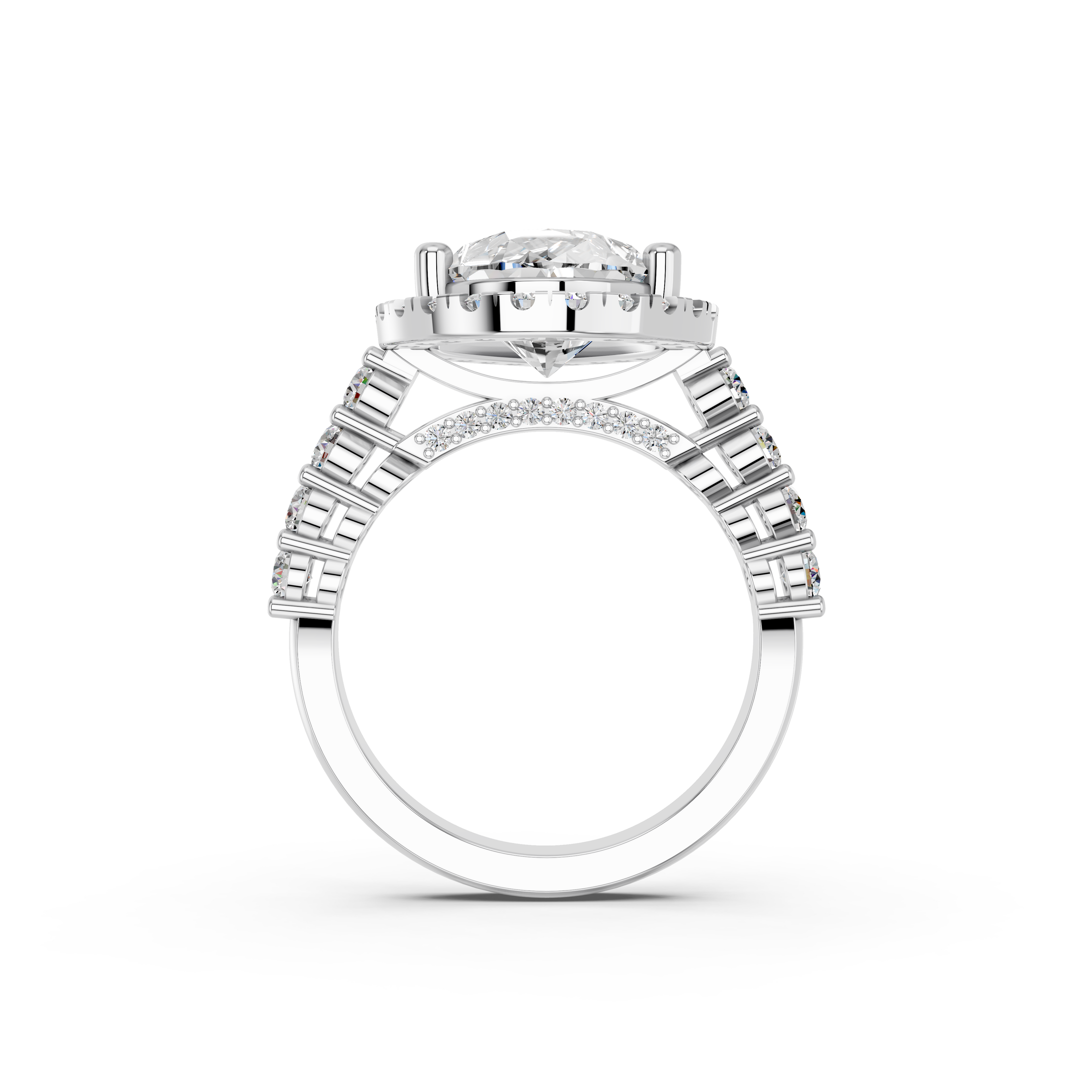 Celestia Pear Halo Ring