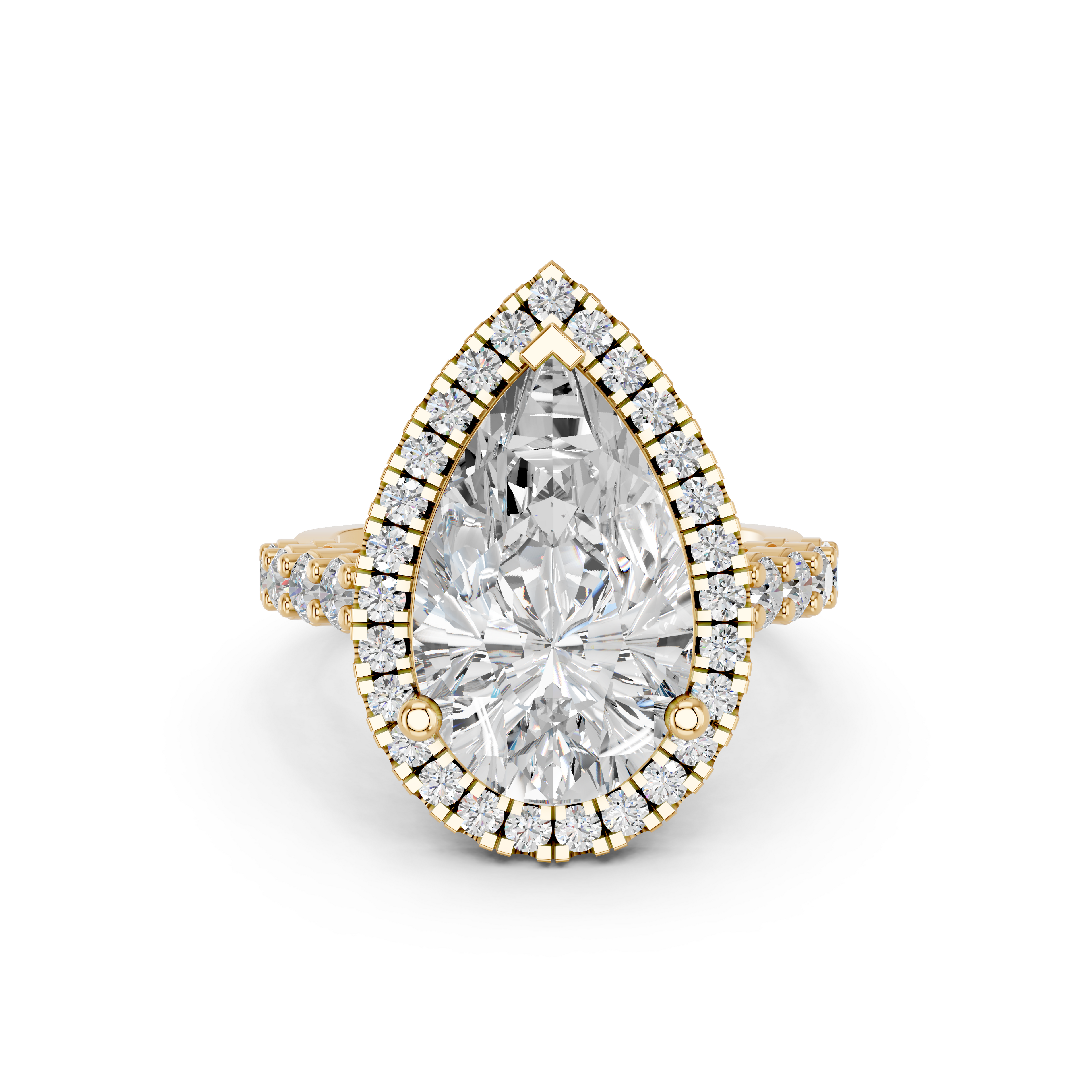Celestia Pear Halo Ring