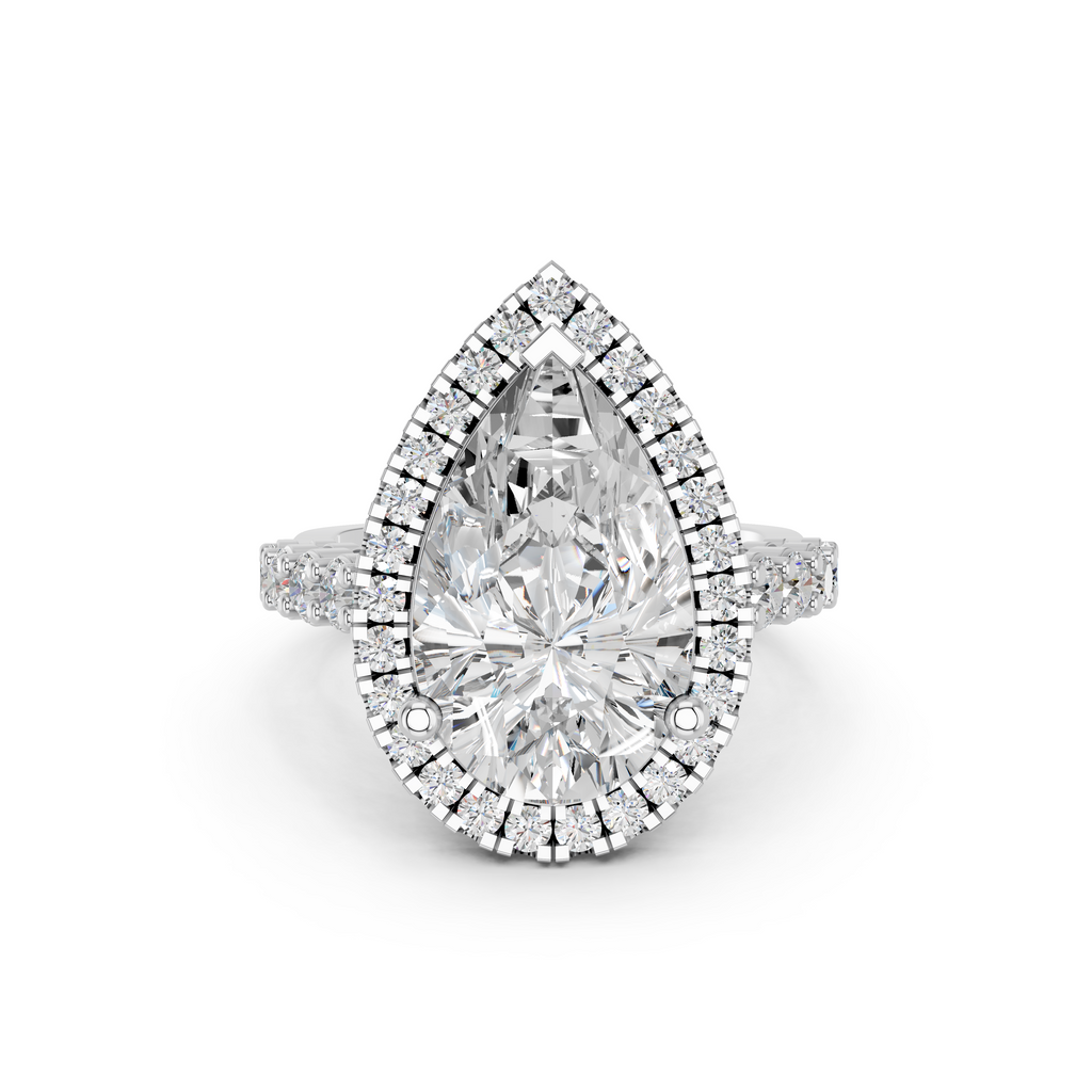 Celestia Pear Halo Ring