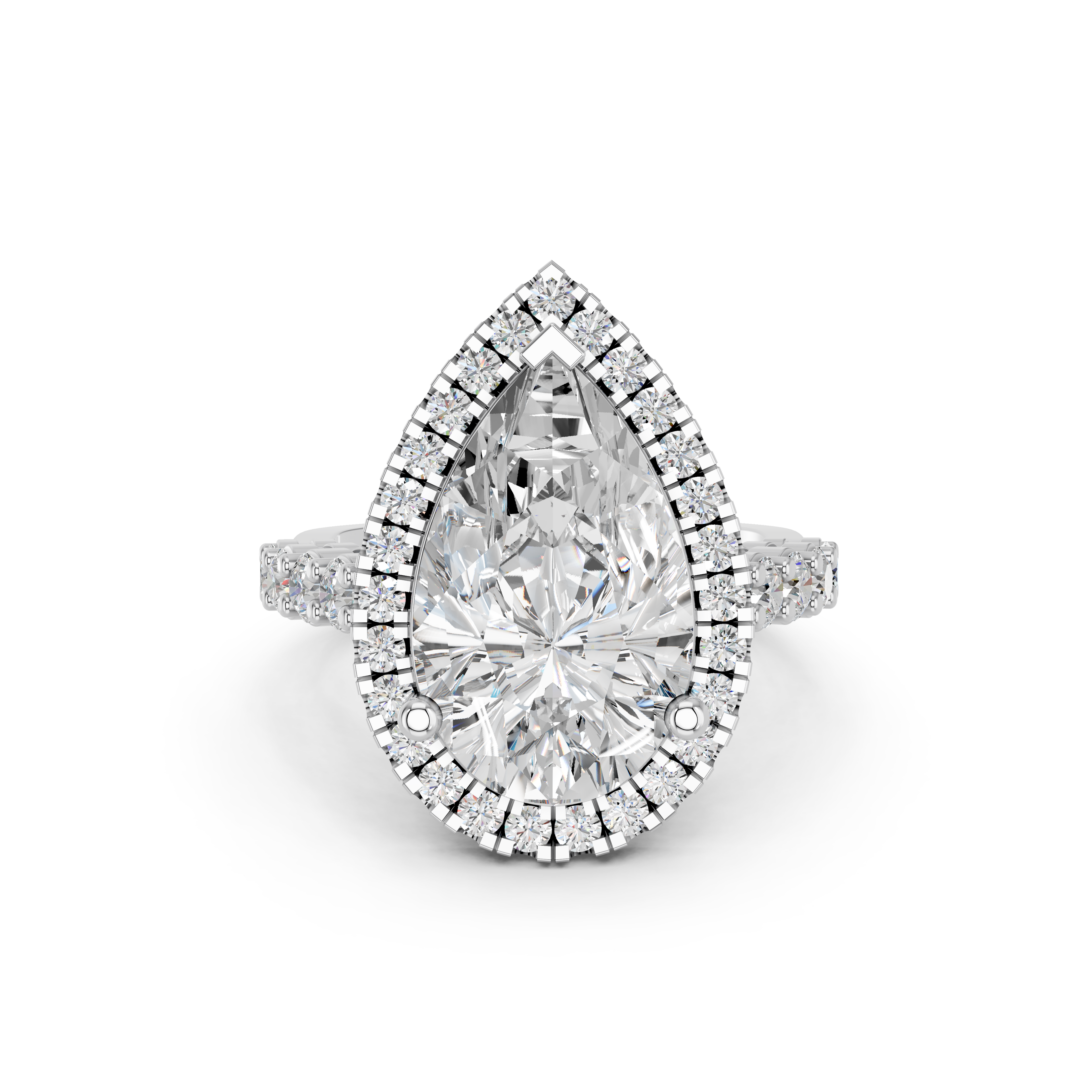 Celestia Pear Halo Ring