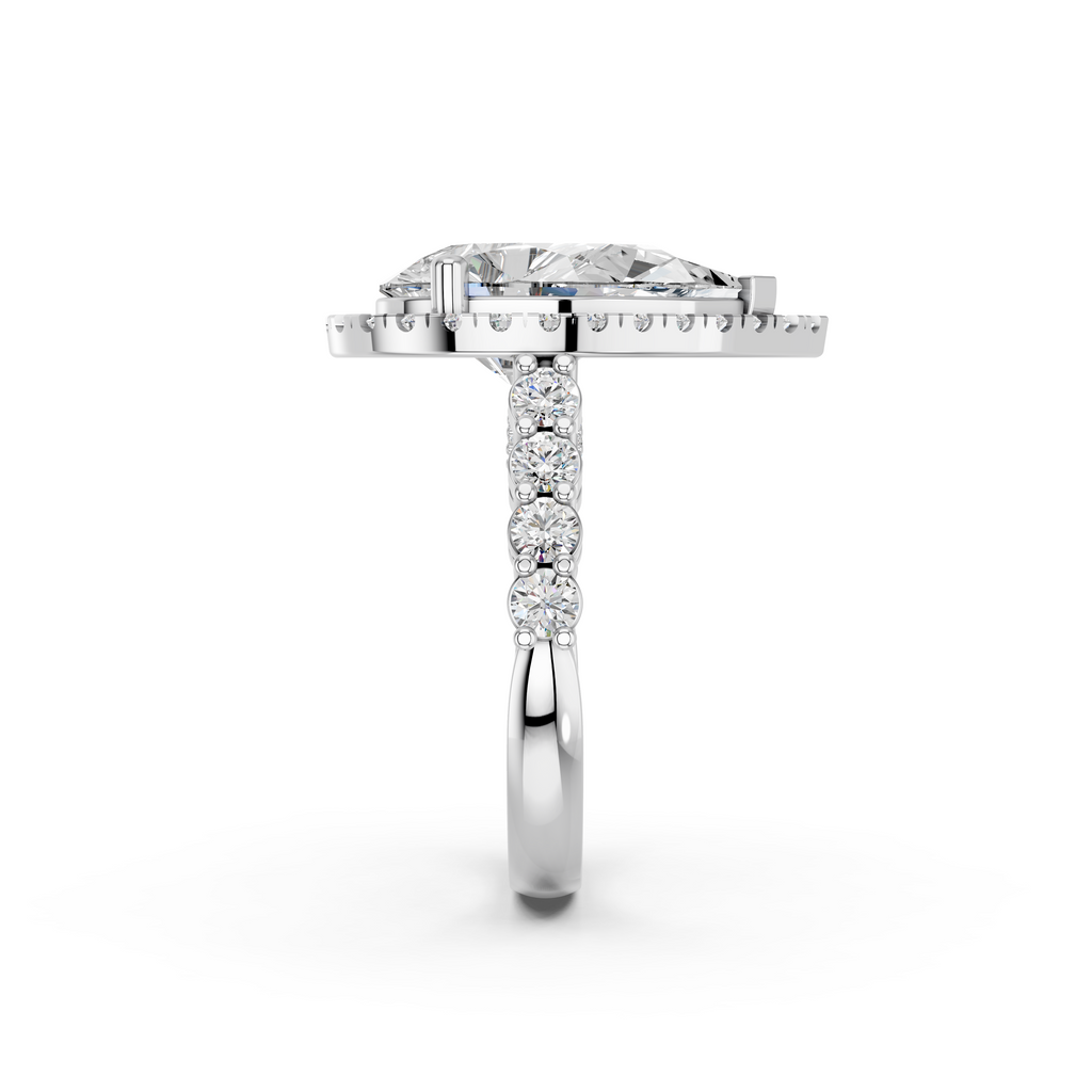 Celestia Pear Halo Ring