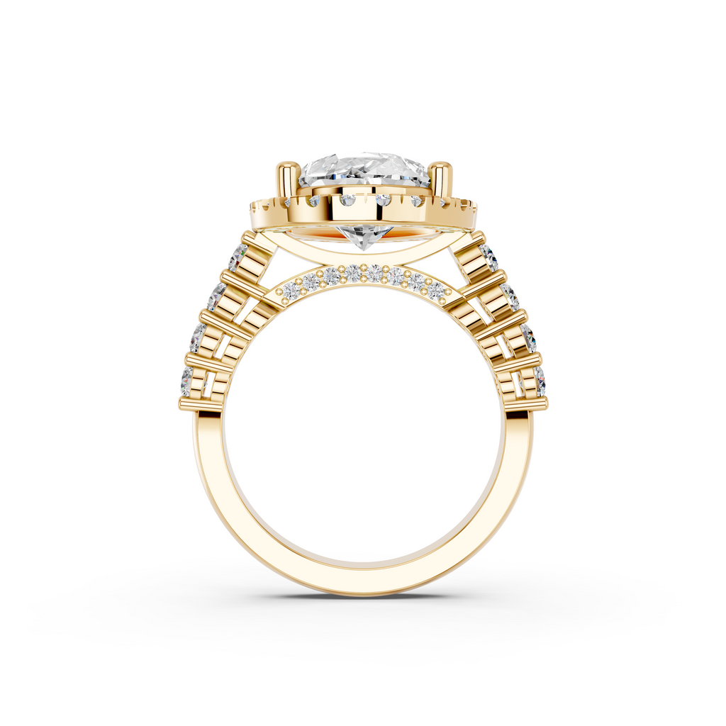 Celestia Pear Halo Ring