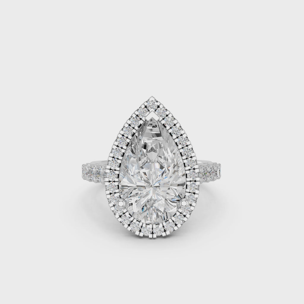 Celestia Pear Halo Ring