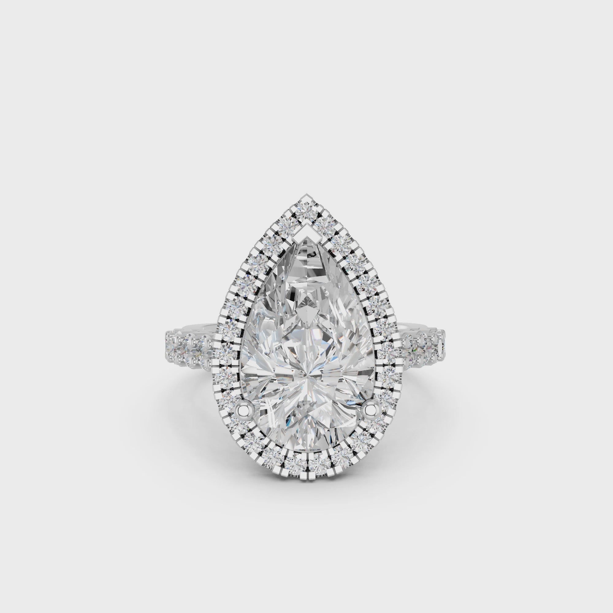 Celestia Pear Halo Ring
