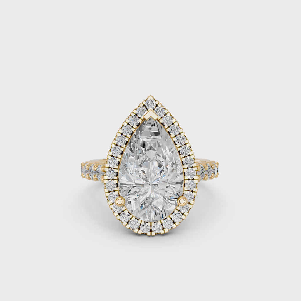 Celestia Pear Halo Ring