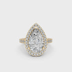Celestia Pear Halo Ring