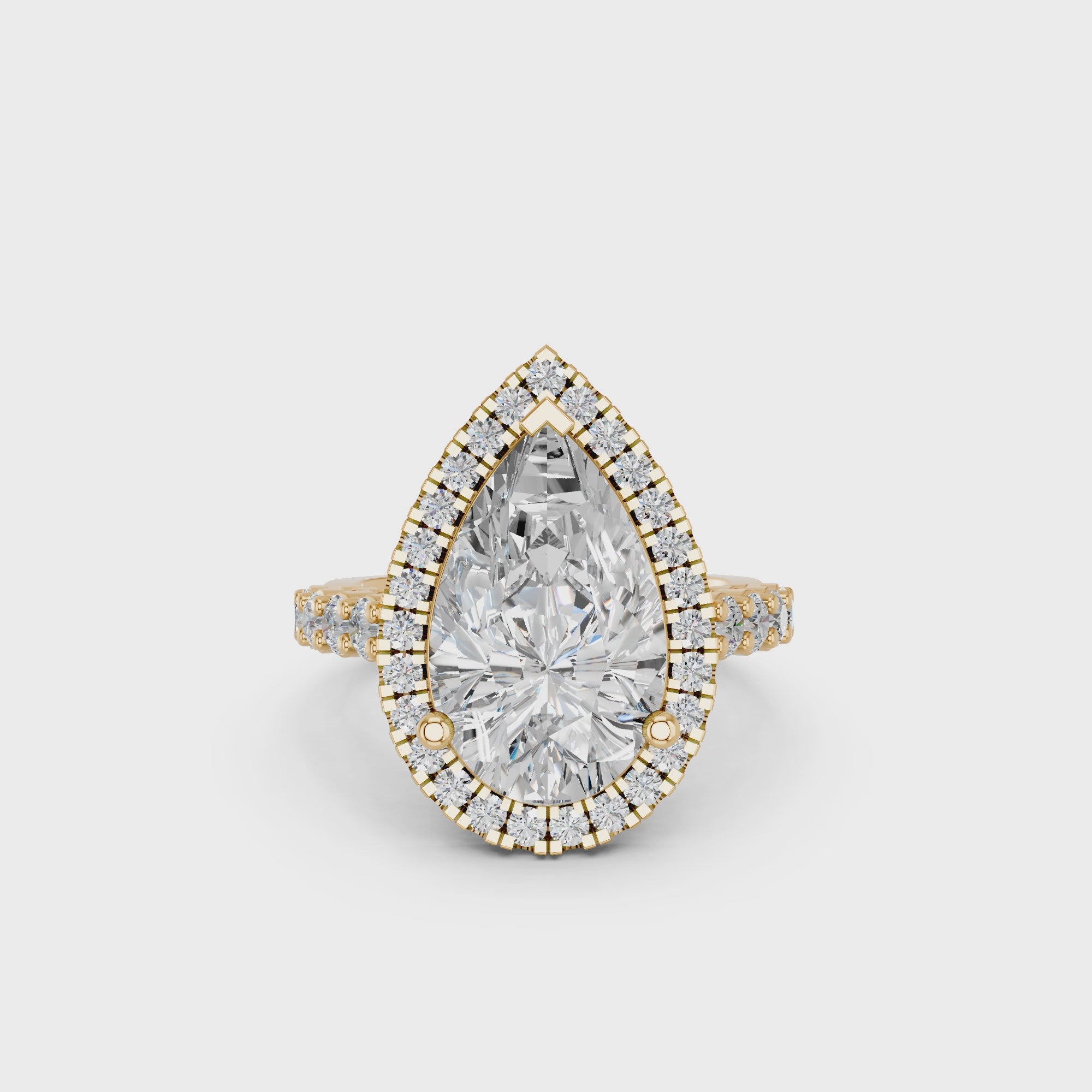 Celestia Pear Halo Ring