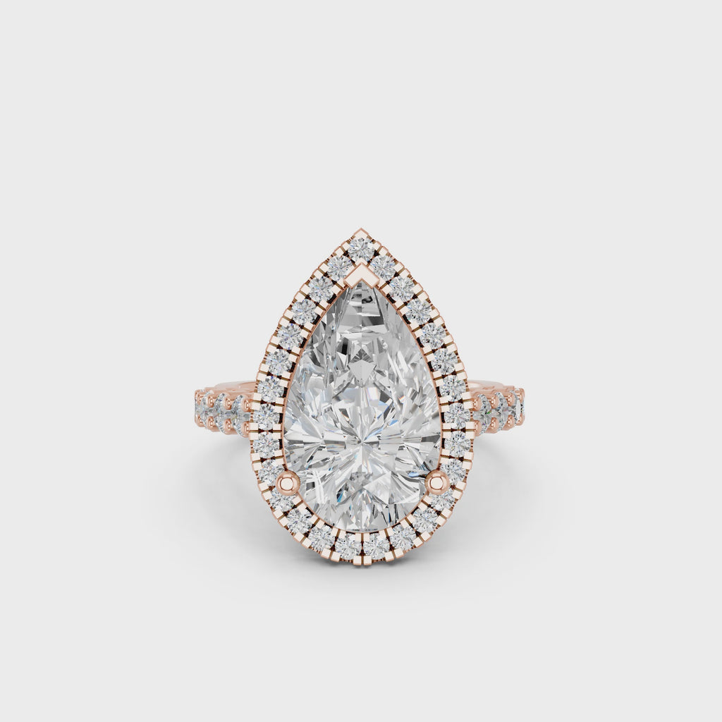 Celestia Pear Halo Ring
