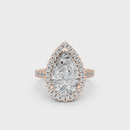 Celestia Pear Halo Ring