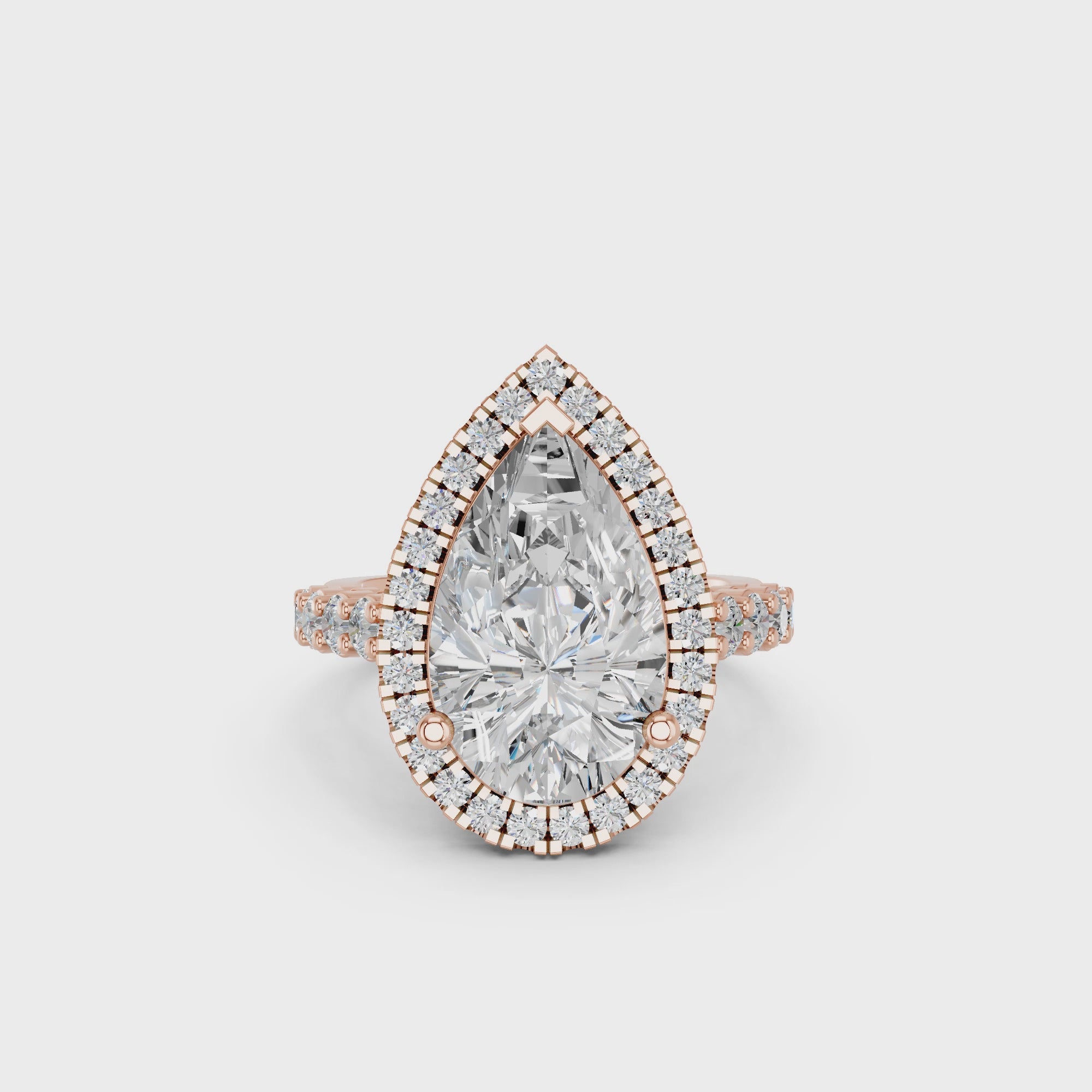 Celestia Pear Halo Ring